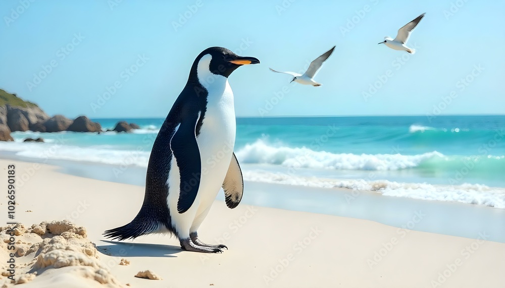 Obraz premium penguin on the beach