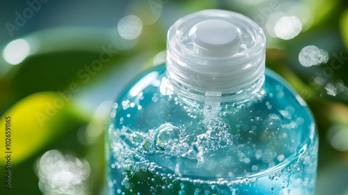 Natural glycerin in a transparent bottle, close-up, with skincare and moisturizing properties concept 