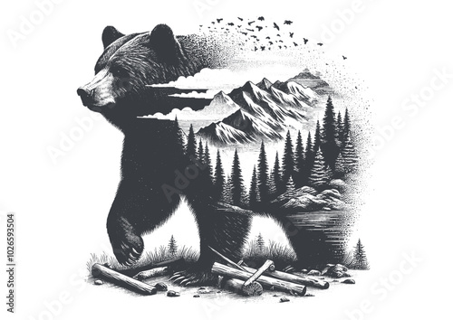 bear vector, bear silhouette