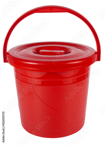 High-Quality Red Plastic Bucket Picture Household Tasks,Portable Red Bucket,