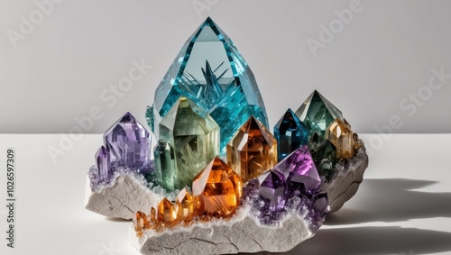 Etched beryl crystals from a specific region.