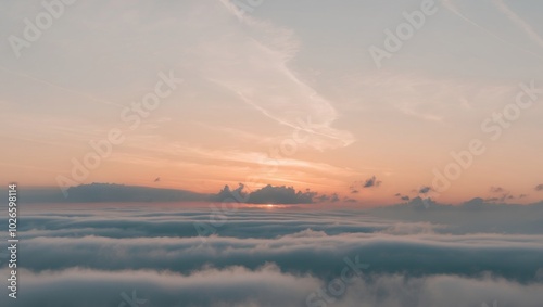 Breathtaking Sunrise Over Cloudy Horizon.