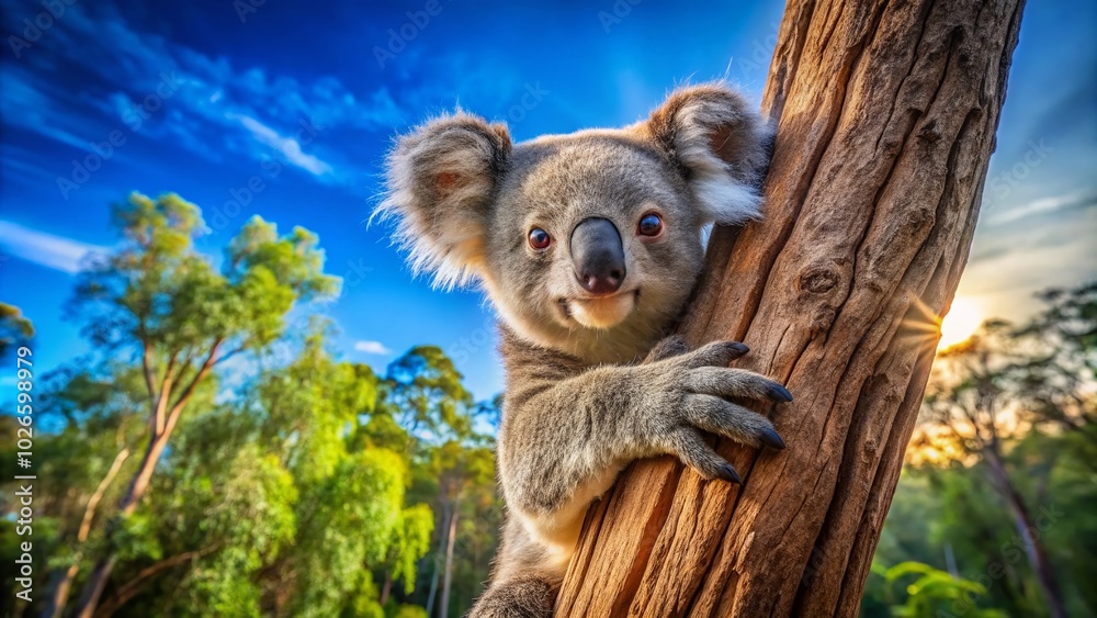 Fototapeta premium Curious Koala in Lush Australian Habitat - Nature Photography