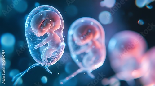 A digital biology simulation illustrating the processes of human development from embryo to adulthood