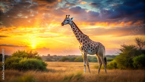 Cute Giraffe Minimalist Photography on Simple Background for Animal Lovers