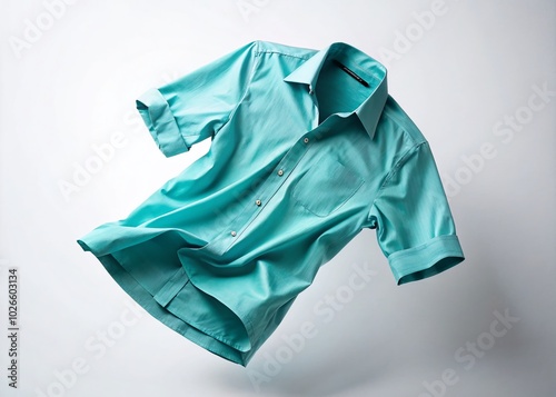 Cyan Summer Style Shirt Isolated on White Background – Fashion Photography