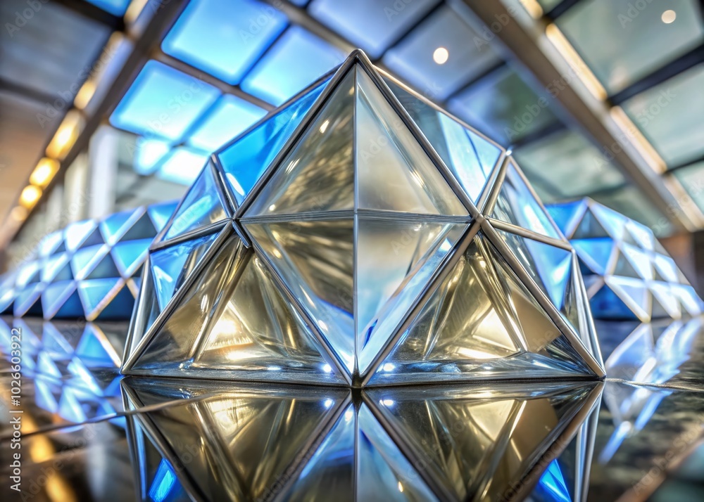 Fototapeta premium Dark Blue Geometric Glass Diamonds - Abstract Loopable Background for 4K Video