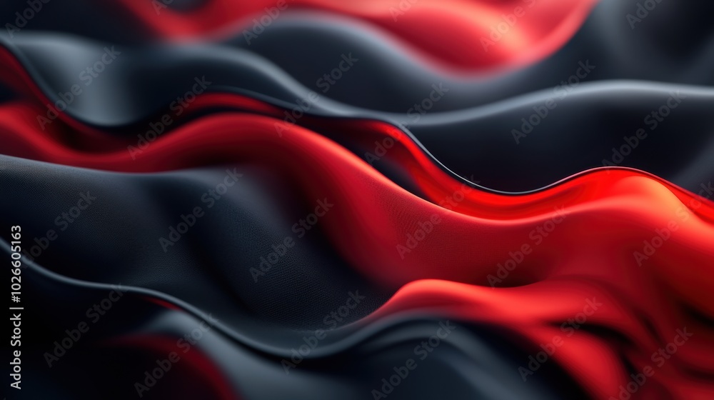 Abstract red and black smooth waves on dark background. Abstract red and black smooth waves on dark background.