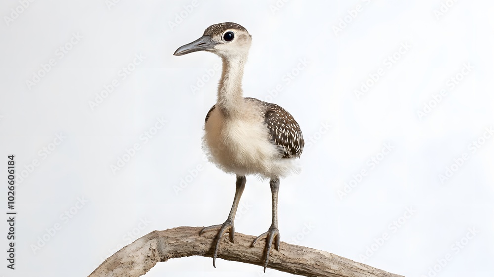 Obraz premium Black-legged Seriema Bird on White Background, Realistic Photo, Standard Background, Wallpaper, Cover and Screen of Smartphone, PC, Laptop, 16:9 and 9:16 Format