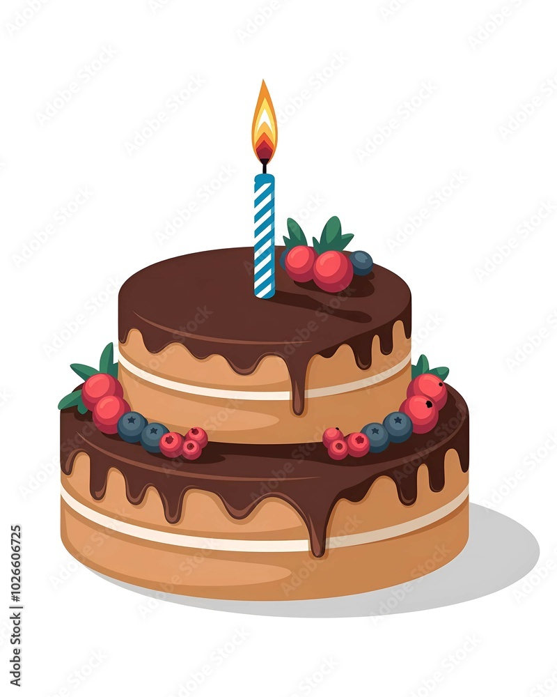 birthday cake with candle illustration birthday cake with candle illustration