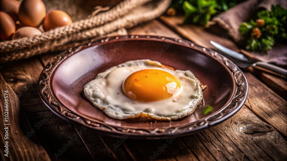Deliciously Perfect Fried Egg on Toast with Bright Morning Light - Breakfast Delight Deliciously Perfect Fried Egg on Toast with Bright Morning Light - Breakfast Delight