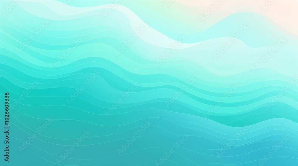Fototapeta premium Retro grainy gradient background featuring a seamless texture effect in teal with an abstract wave pattern