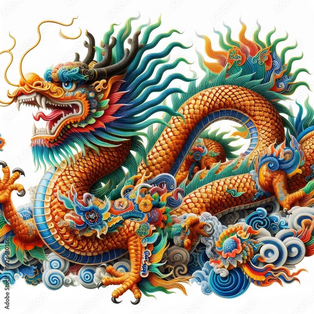 chinese dragon, national chinese symbol isolated on white background chinese dragon, national chinese symbol isolated on white background