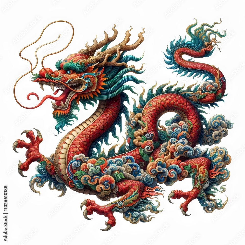 chinese dragon, national symbol of China on white background chinese dragon, national symbol of China on white background