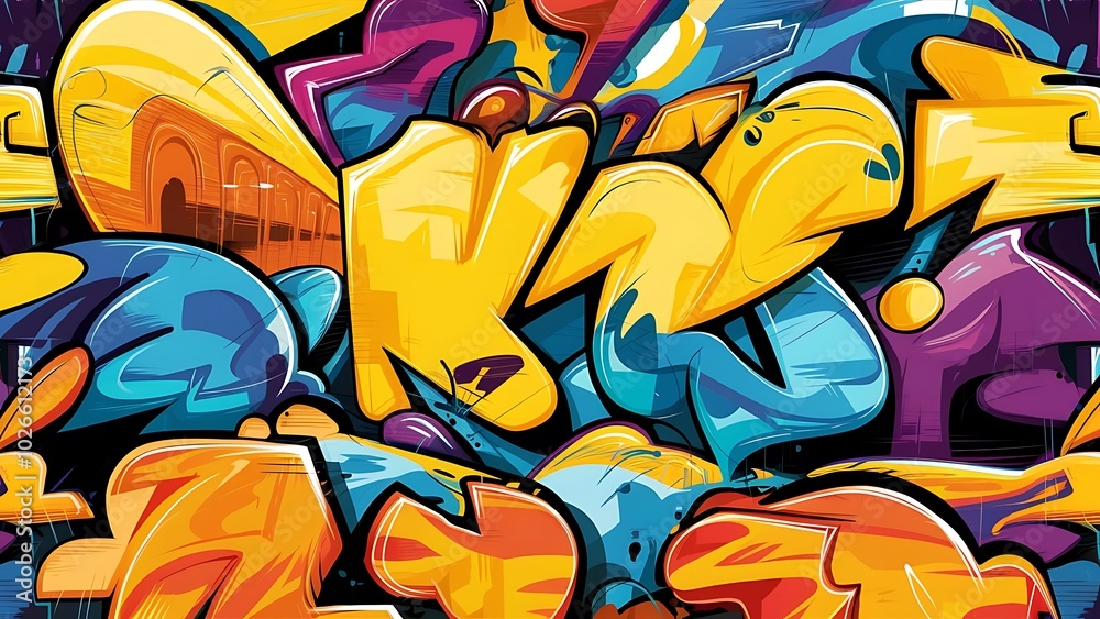 Obraz premium Colored graffiti seamless texture vector illustration