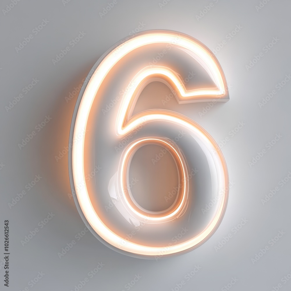 Obraz premium 3D number 6 with solrar panel texture realistic modern design, soft lighting, white background