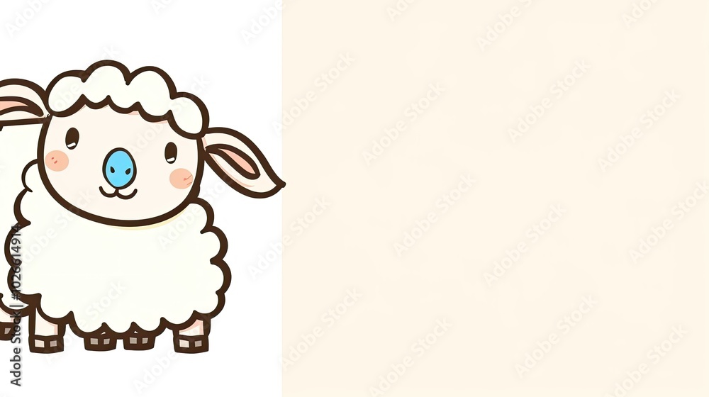Fototapeta premium a white sheep with a blue nose
