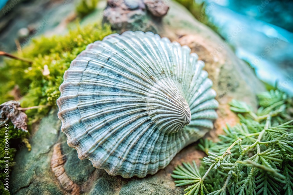 Drone Photography of Isolated Fossil Mucrospirifer Clam Shell in Natural Habitat for Scientific Study Drone Photography of Isolated Fossil Mucrospirifer Clam Shell in Natural Habitat for Scientific Study