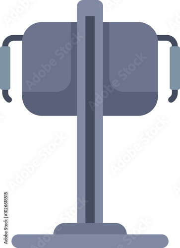 Gym equipment icon showing chest press machine for bodybuilding workout, isolated vector illustration