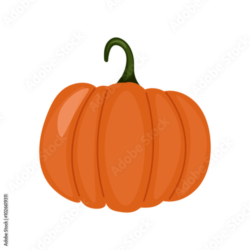 Fall Pumpkin,Orange pumpkin on a white background. Autumn Harvest Icon Symbol Vector Illustration Background photo