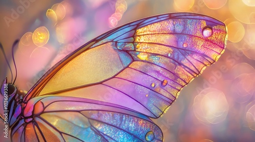 Closeup of a colourful fairy wing