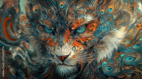 close up of the head of a magical feline
