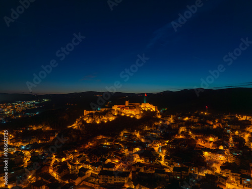 Landscape of historical Kastamonu castle on the hills near the city, Kastamonu, Turkey