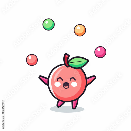 The peach circus cartoon juggling a ball , cute style design (10)