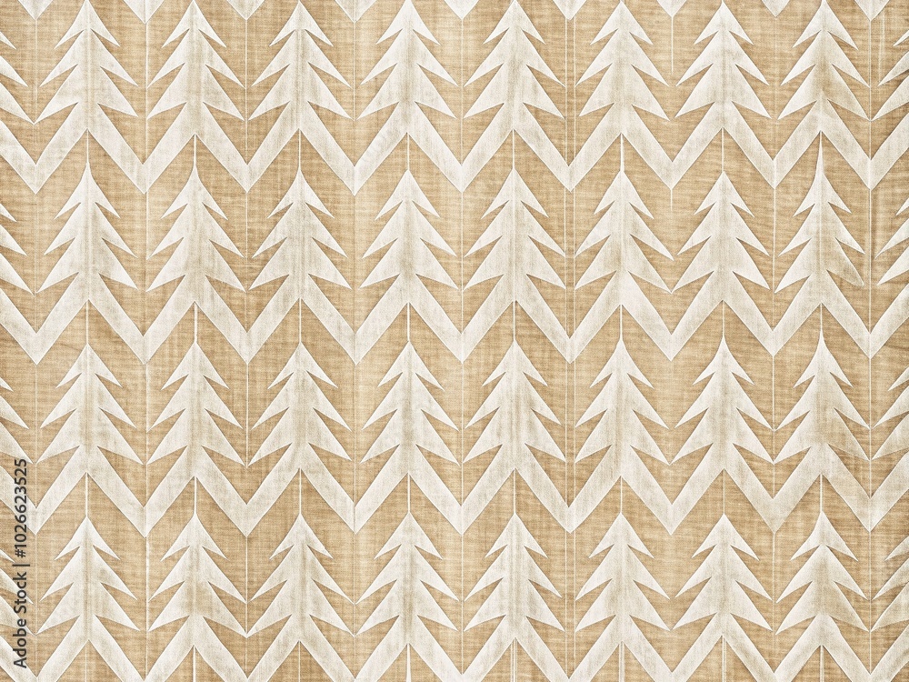 Elegant beige and white pattern featuring jagged lines creates a contemporary feel, perfect for enhancing modern decor and adding a stylish touch to
