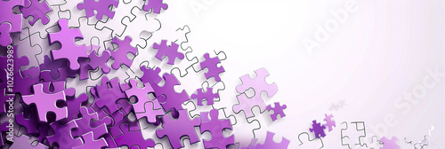 Purple Puzzle Pieces: A sophisticated purple and white abstract background for high school settings, featuring a puzzle piece design that encourages critical thinking and problem-solving.