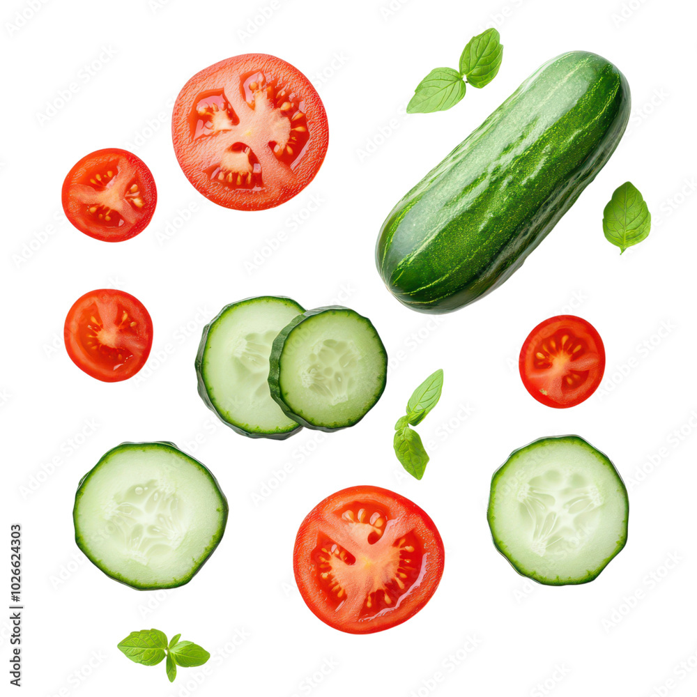 Top View of Freshly Sliced Cucumbers Arranged Neatly on a Wooden Cutting Board Top View of Freshly Sliced Cucumbers Arranged Neatly on a Wooden Cutting Board