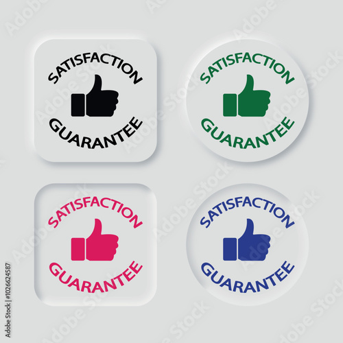Satisfection like icon realistic neumorphism button ui elements.