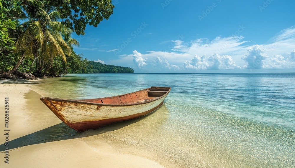 Island hopping adventure on tropical shores at sunny midday with calm waters Island hopping adventure on tropical shores at sunny midday with calm waters