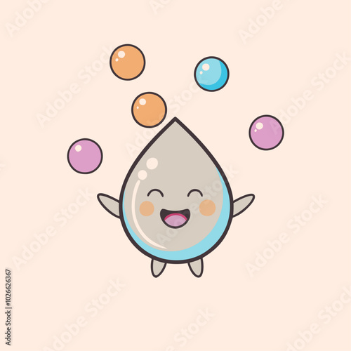 The water drop circus cartoon juggling a ball , cute style design (6)