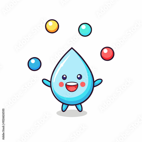 The water drop circus cartoon juggling a ball , cute style design (15)