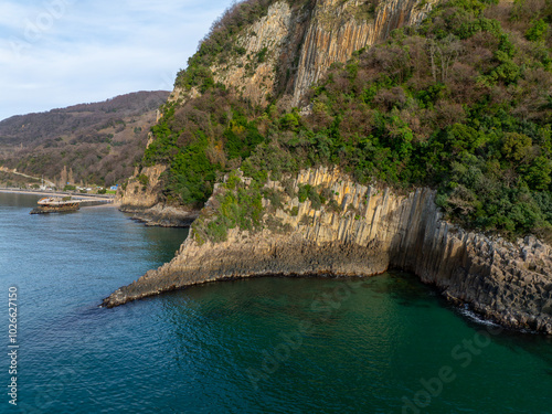 Lava columns formed 80 million years ago as a result of the cooling and crystallization of lava flowing from volcanoes on the Güzelcehisar coast of Bartın. photo