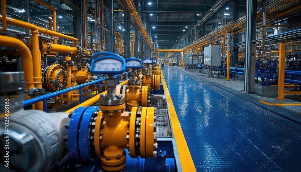 Industrial gas pipes in a modern facility ensuring safety and efficiency Industrial gas pipes in a modern facility ensuring safety and efficiency