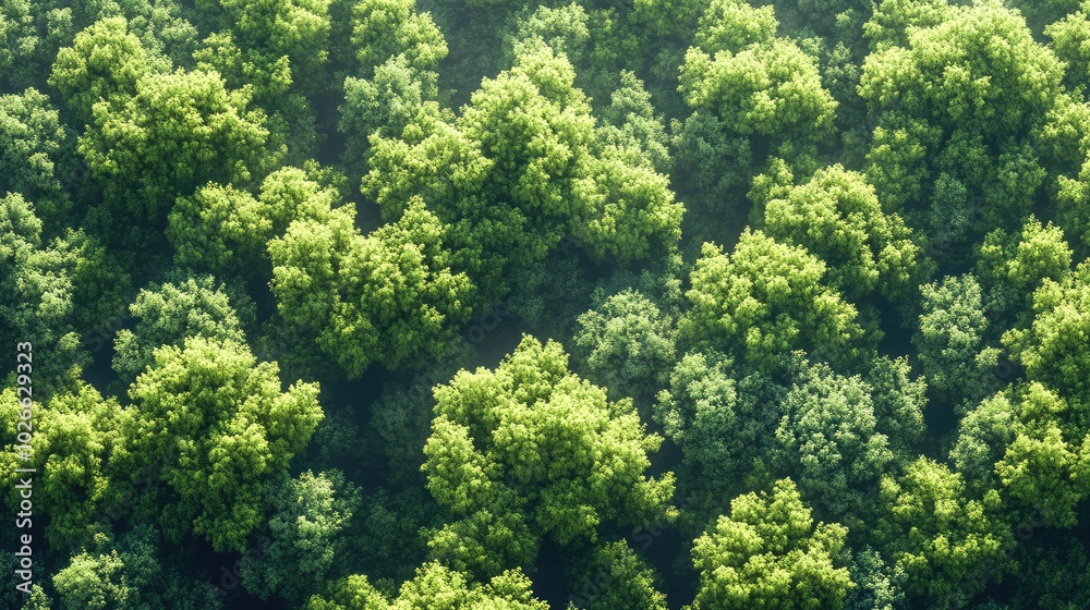 the green forest in the morning, even rows of trees the green forest in the morning, even rows of trees
