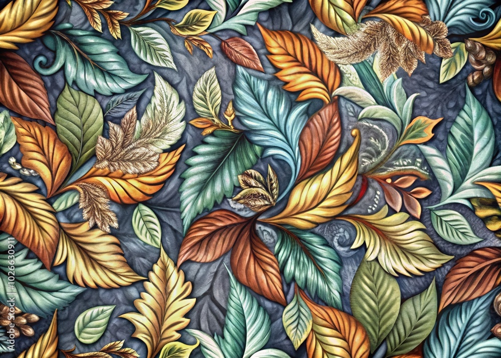 Elegant Spring Leaf Pattern for Fabric and Wrapping Paper Design Elegant Spring Leaf Pattern for Fabric and Wrapping Paper Design