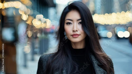 Wallpaper Mural pretty Asian businesswoman walking at bustling urban city street with confidence look Torontodigital.ca