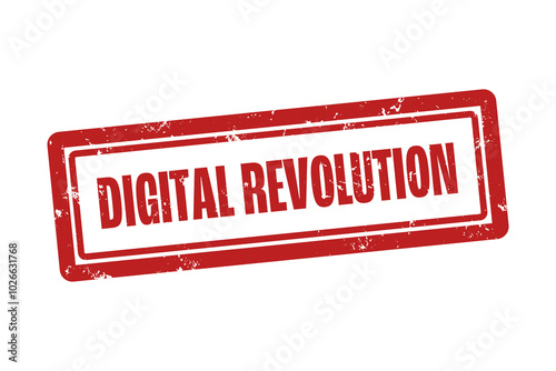 Digital Revolution. A red stamp isolated on white background. photo