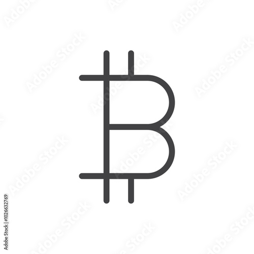 Bitcoin icon Thin outline art symbol