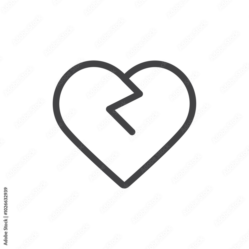 Broken Heart icon Thin outline art symbol Broken Heart icon Thin outline art symbol