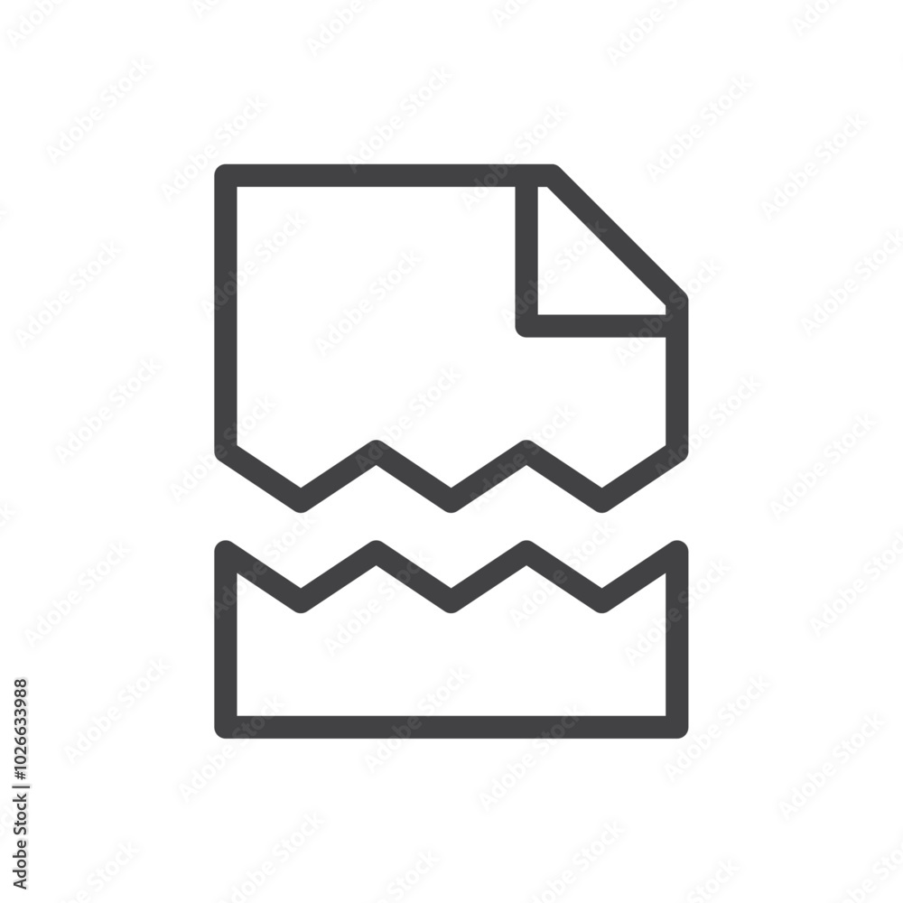 Cracked file icon Thin outline art symbol Cracked file icon Thin outline art symbol