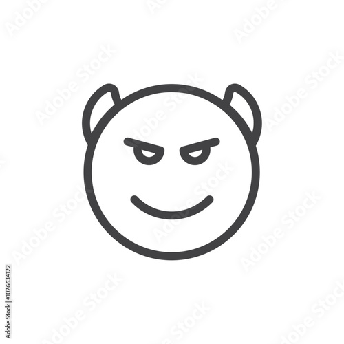 Devil Social media emoji icon Thin outline art symbol