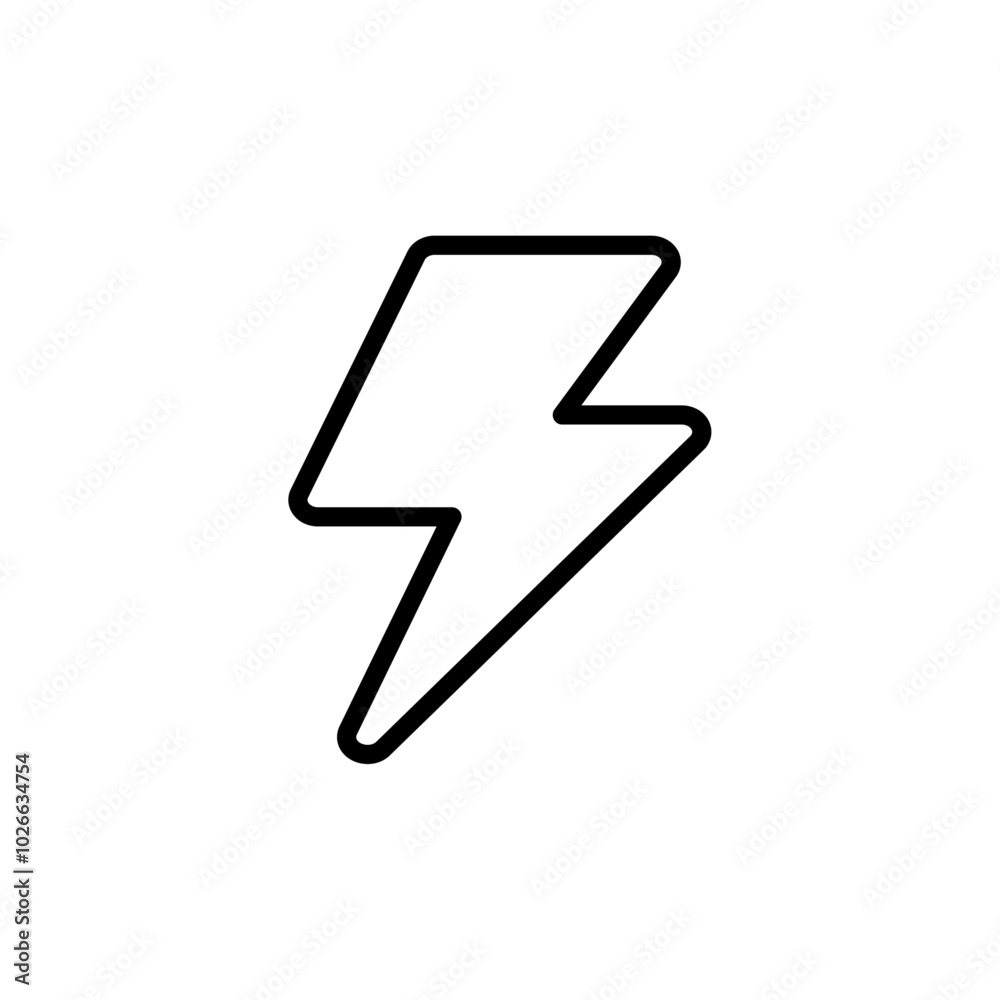 flash thunder power icon Thin outline art symbol flash thunder power icon Thin outline art symbol