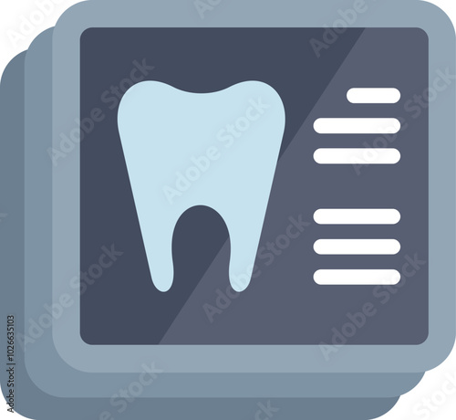 Dental x ray scan showing a healthy tooth on a monitor screen in a dental clinic