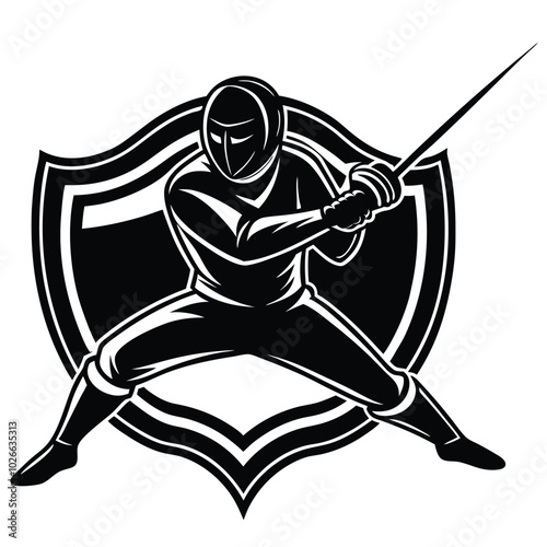 fencing sports silhouette vector logo design concept item on a white background 