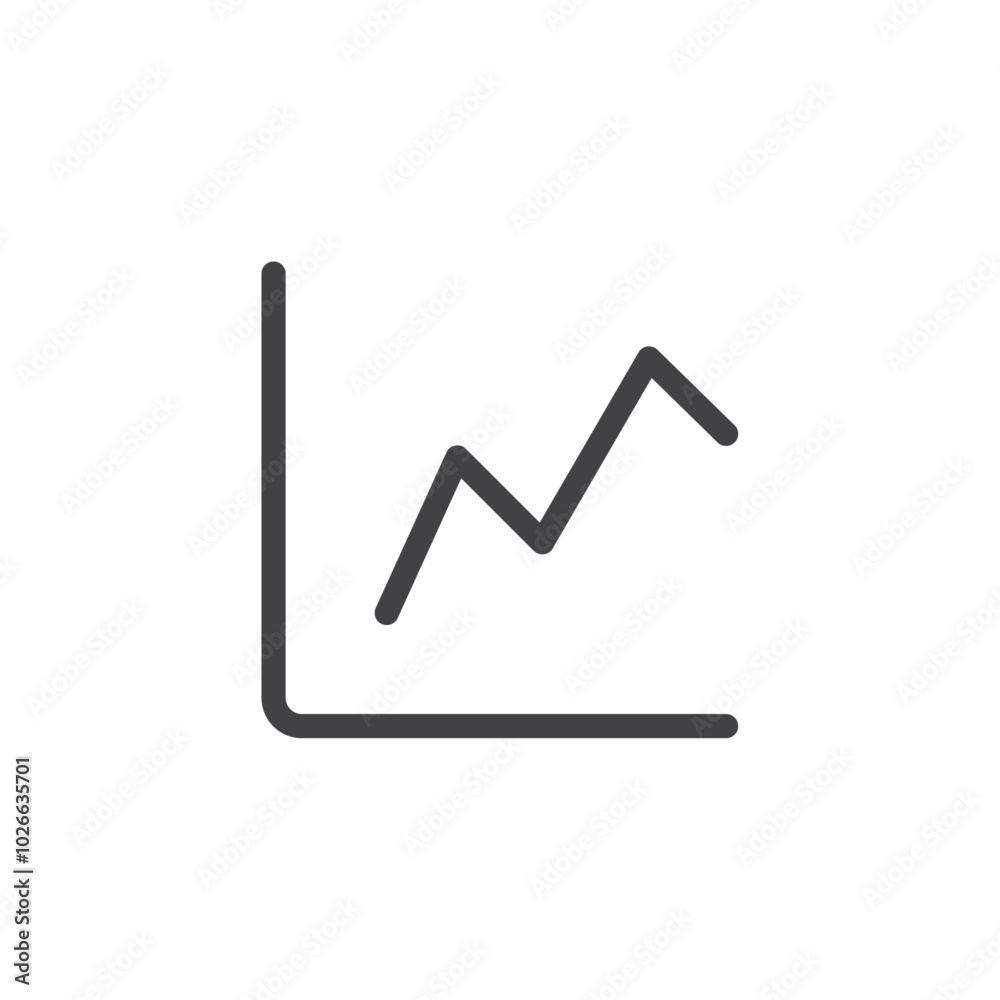 Line chart icon Thin outline art symbol Line chart icon Thin outline art symbol