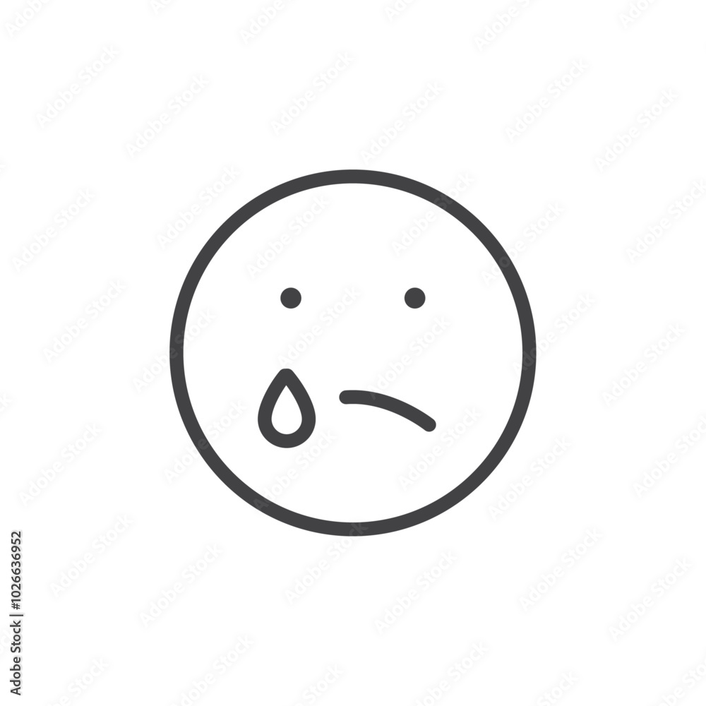 Fototapeta premium Sad icon Thin outline art symbol